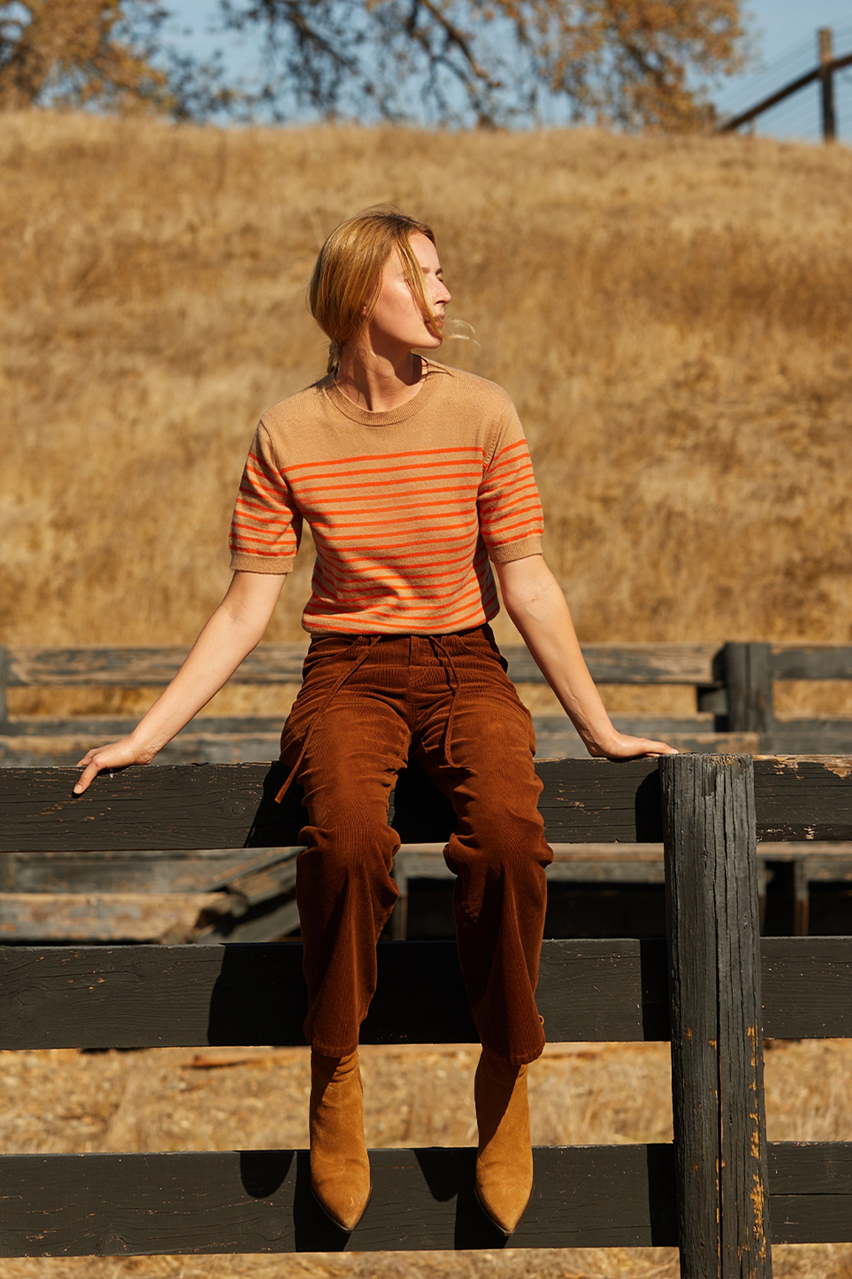 Stripe Short Sleeve Sweater Top