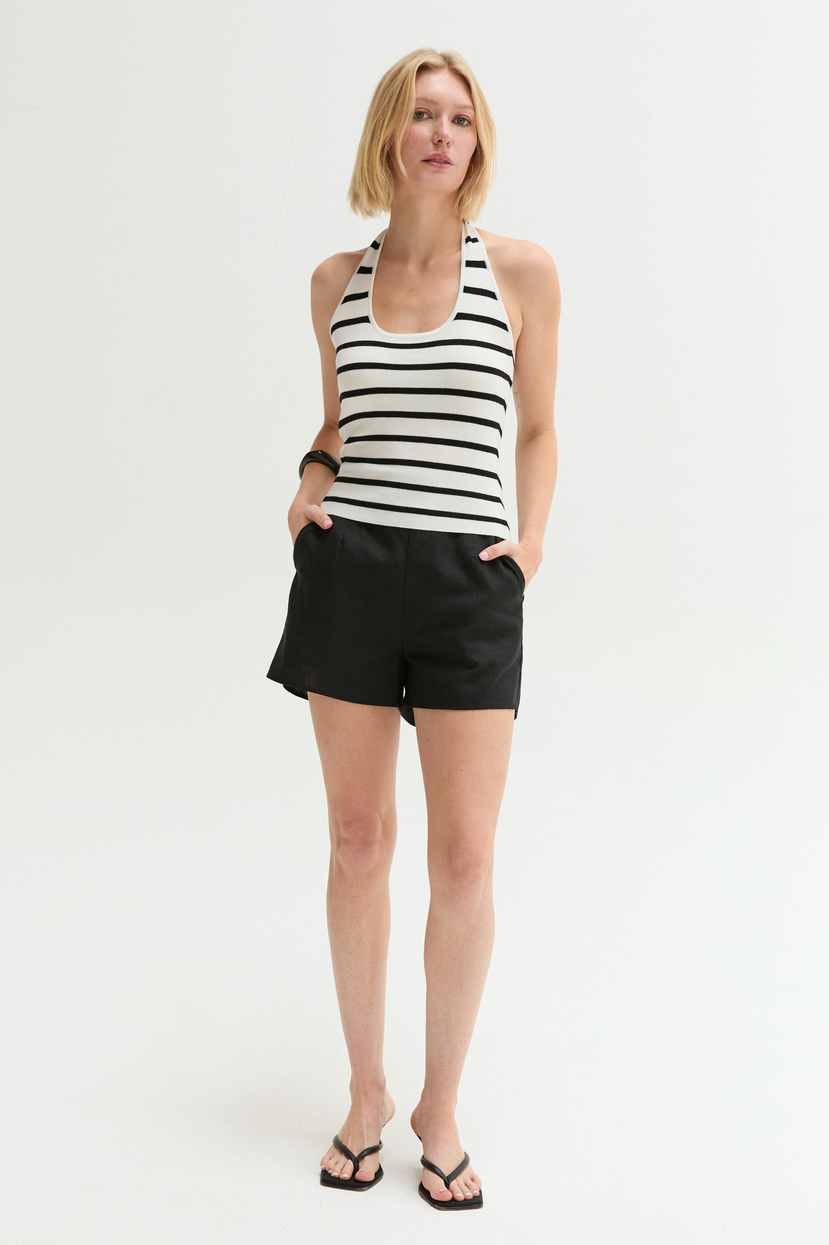 Halter Stripe Knit Top