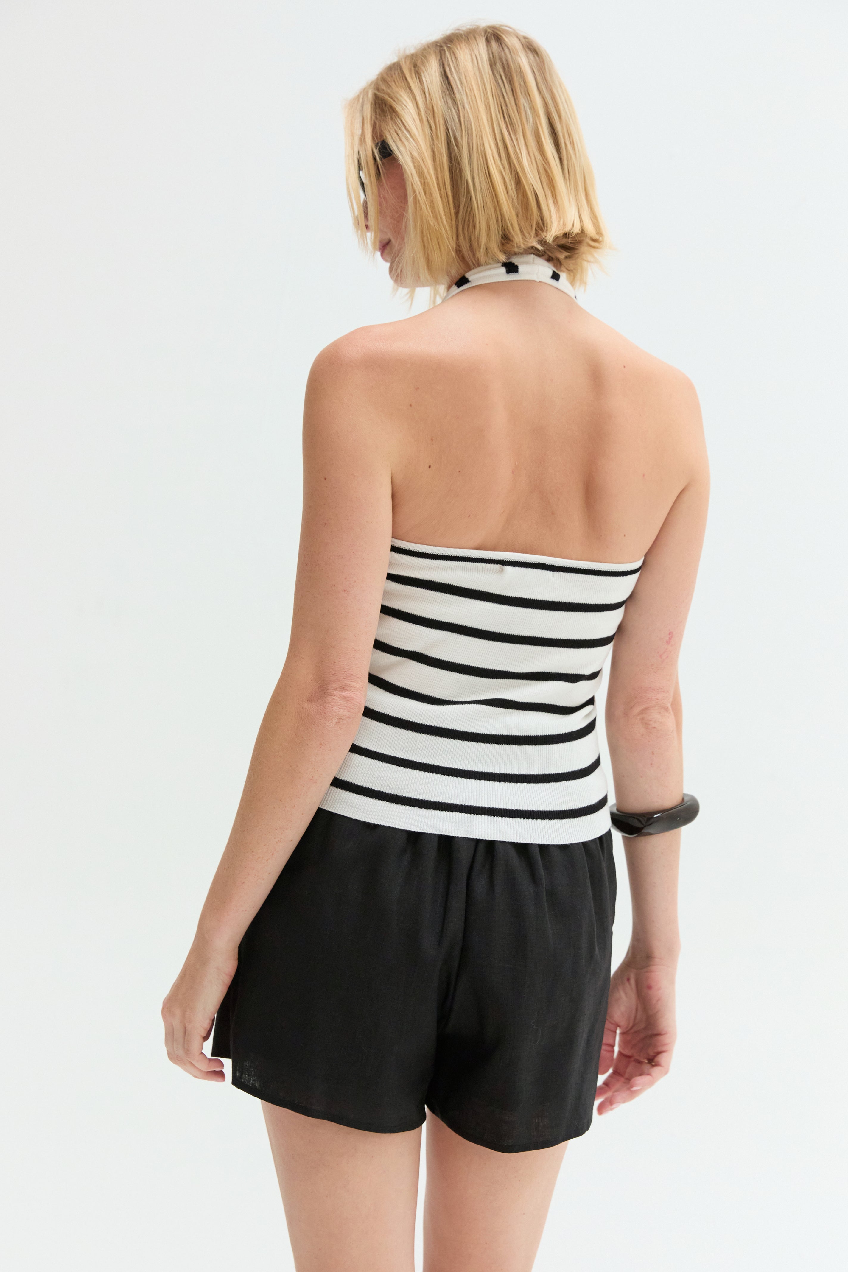Halter Stripe Knit Top