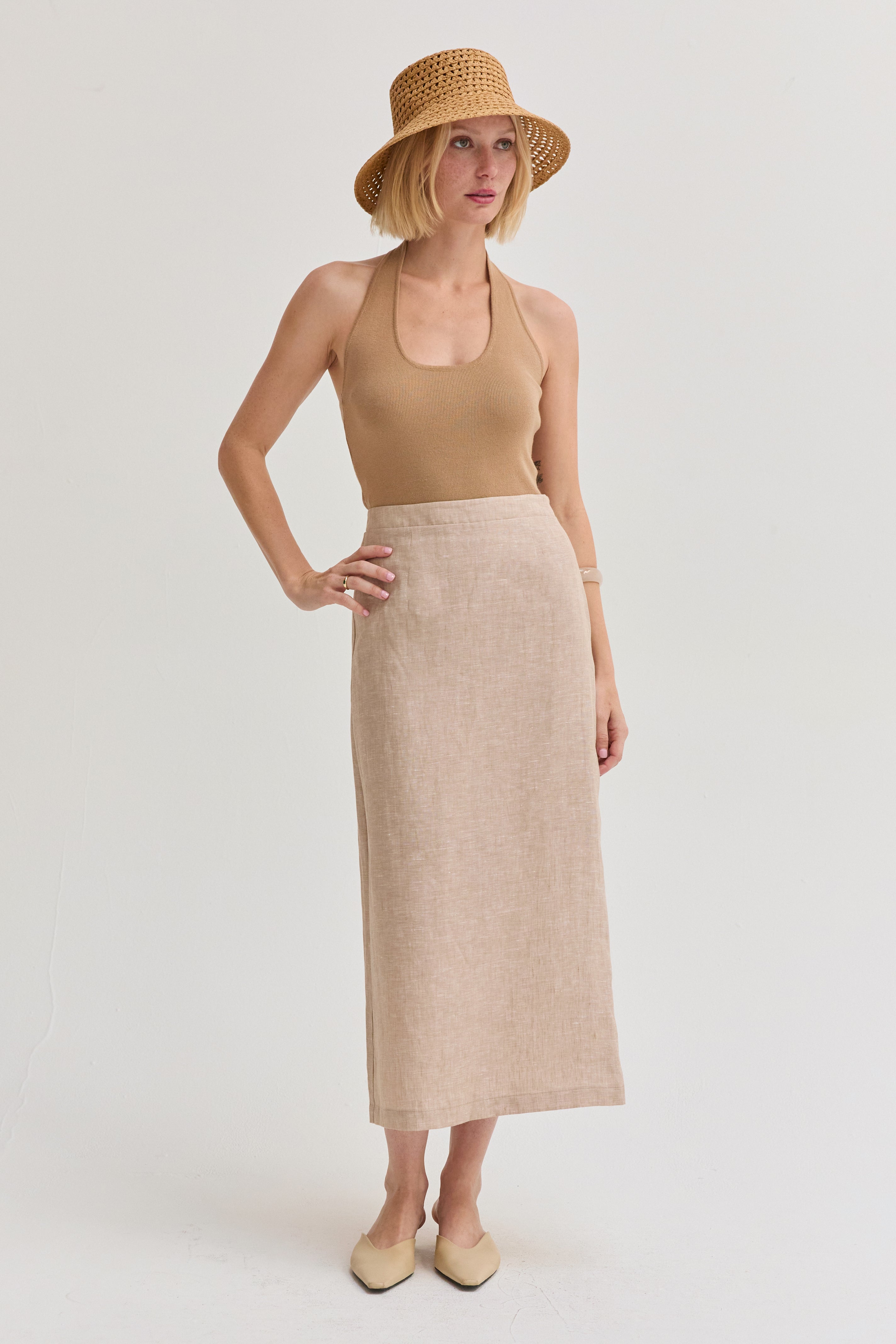 Halter Ribbed Knit Top