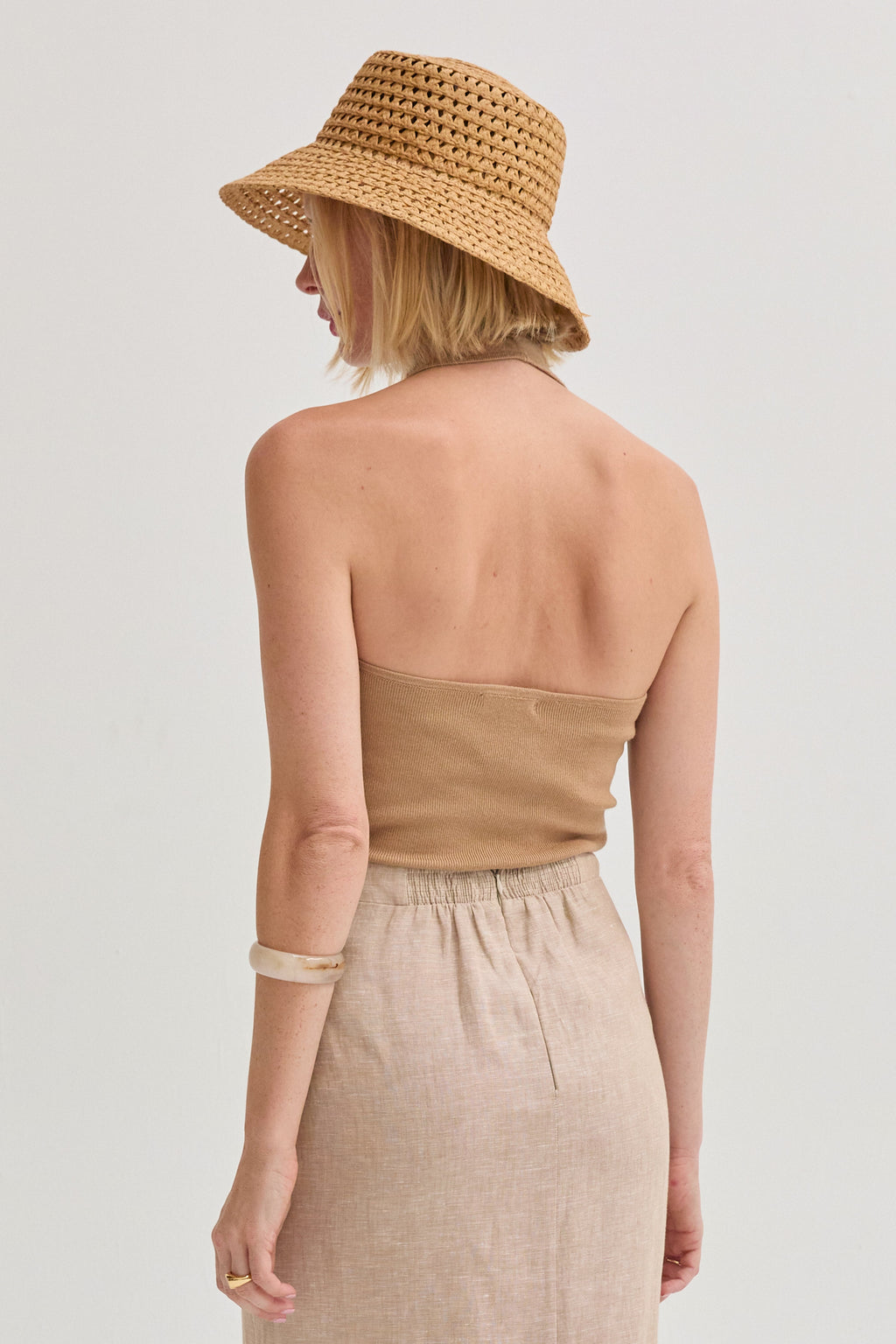 Halter Ribbed Knit Top
