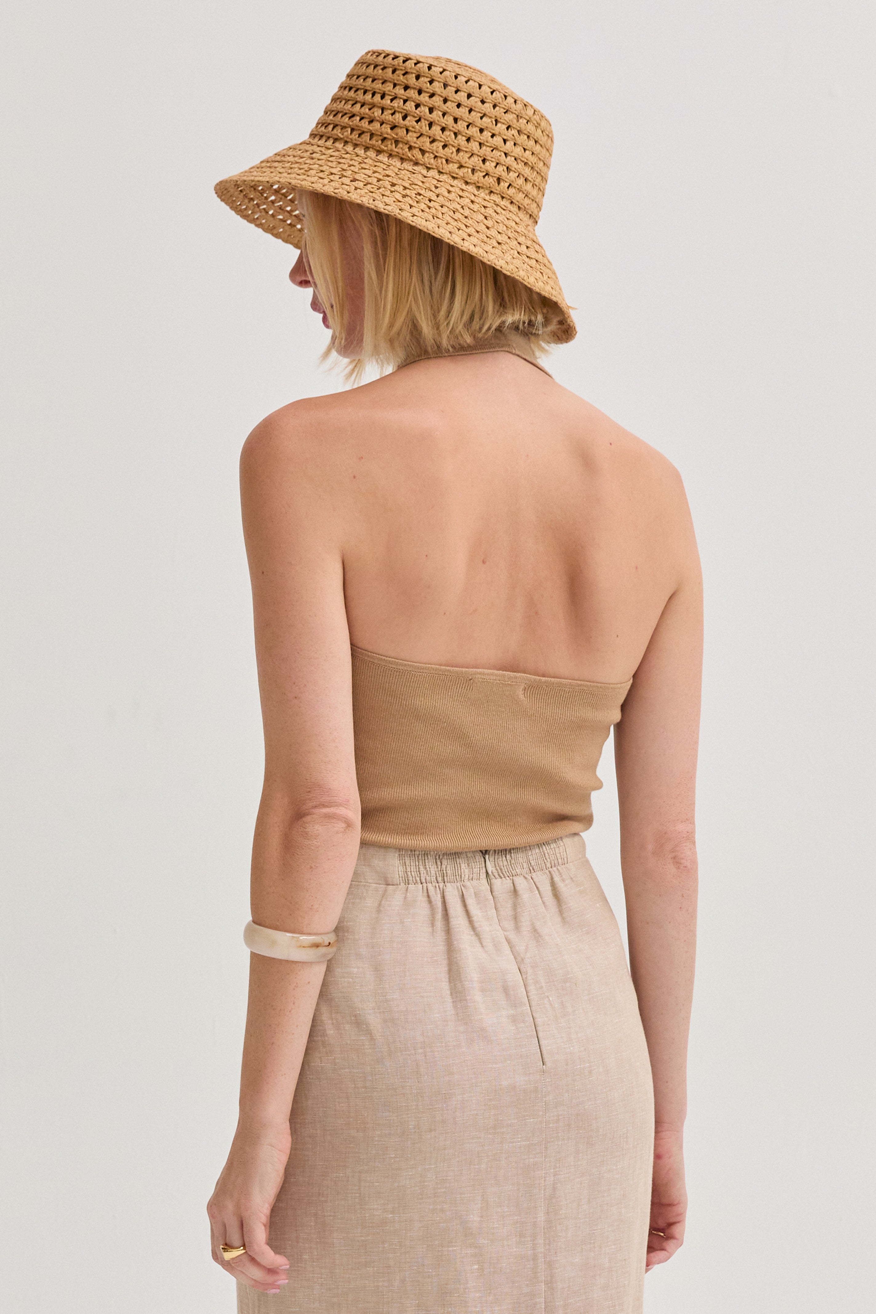 Halter Ribbed Knit Top