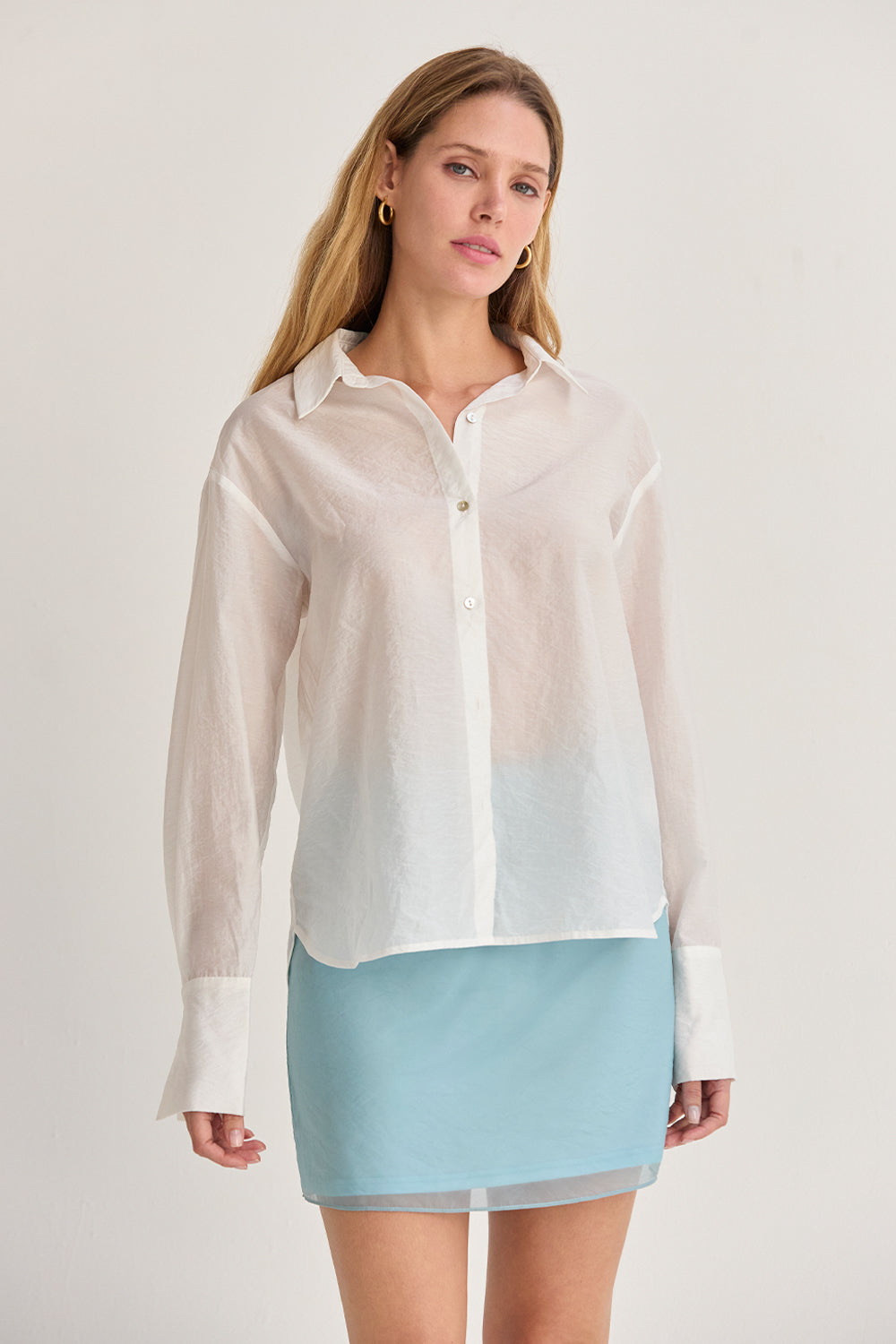 Crinkled Tencel Button Up Shirt