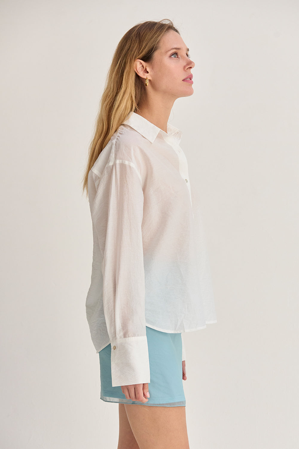 Crinkled Tencel Button Up Shirt