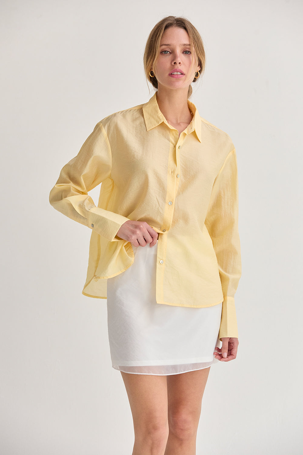 Crinkled Tencel Button Up Shirt