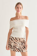 Off Shoulder Ribbed Knit Top