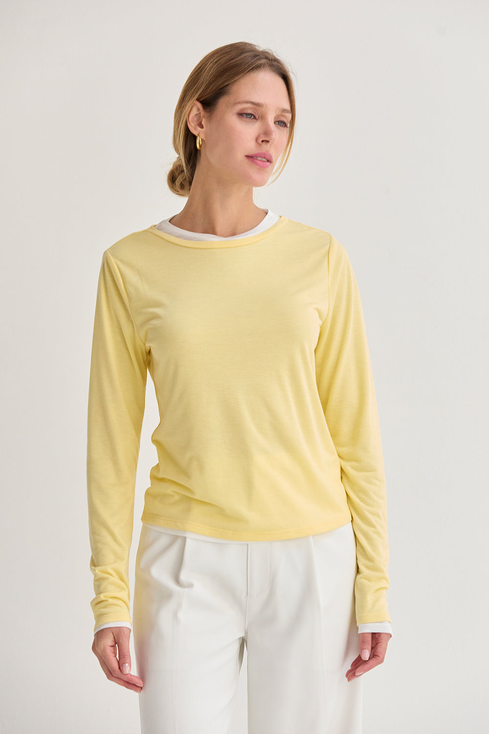 Two-in-One Long Sleeve Knit Top
