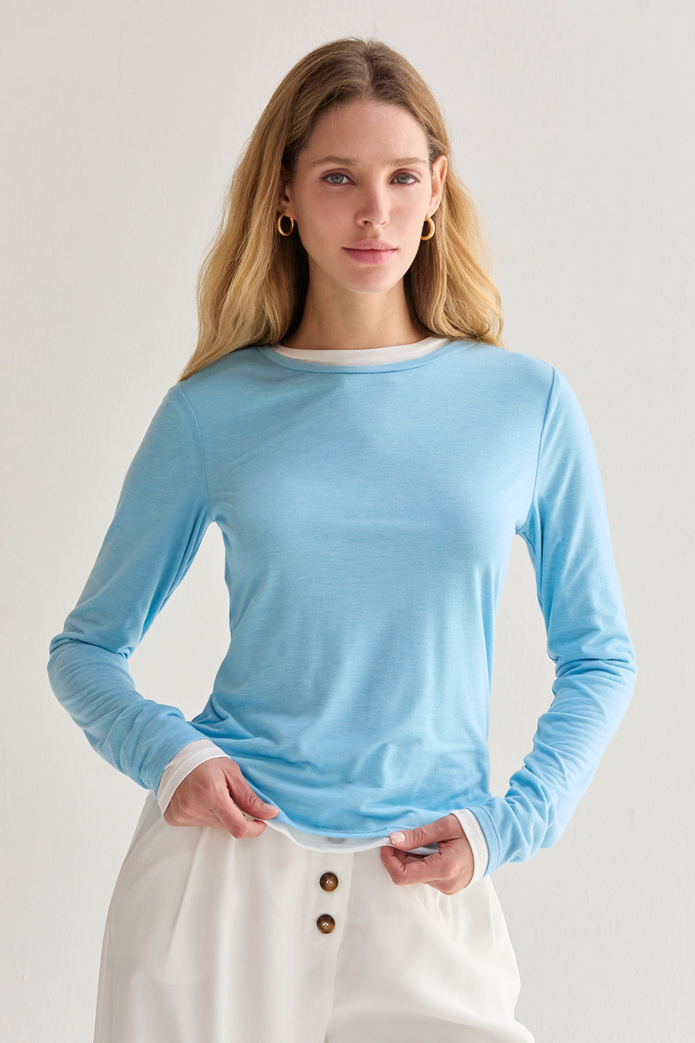Two-in-One Long Sleeve Knit Top