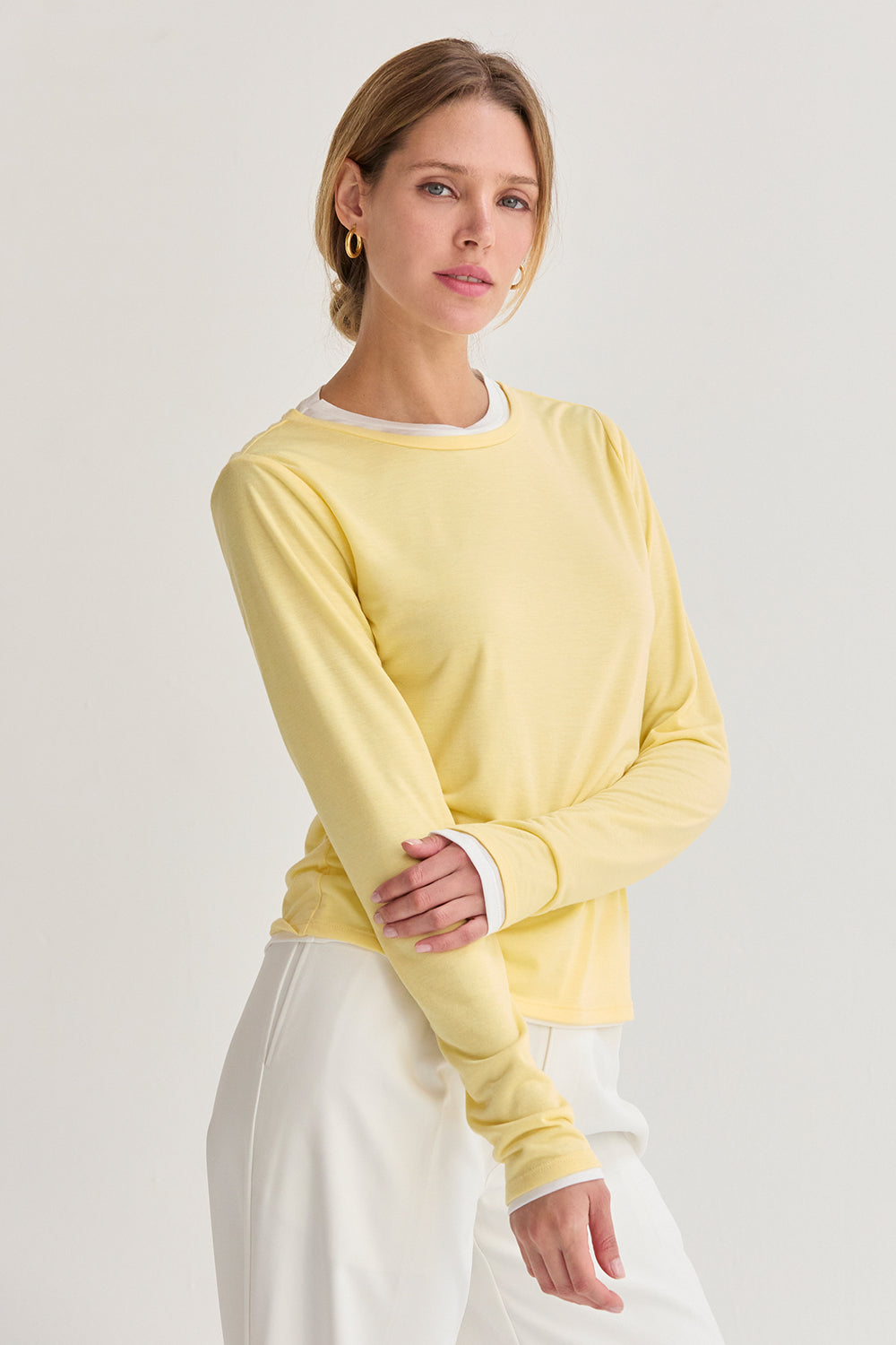 Two-in-One Long Sleeve Knit Top