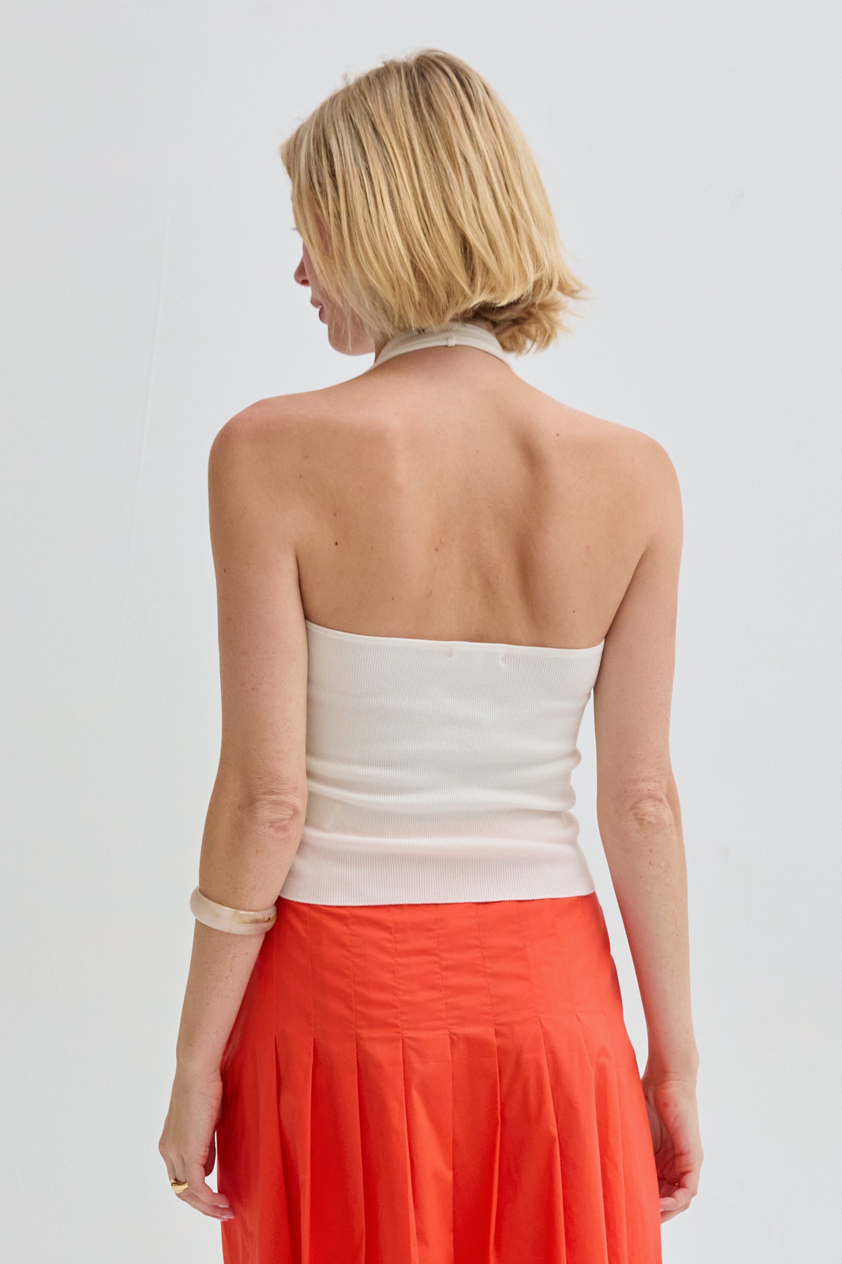 Halter Ribbed Knit Top