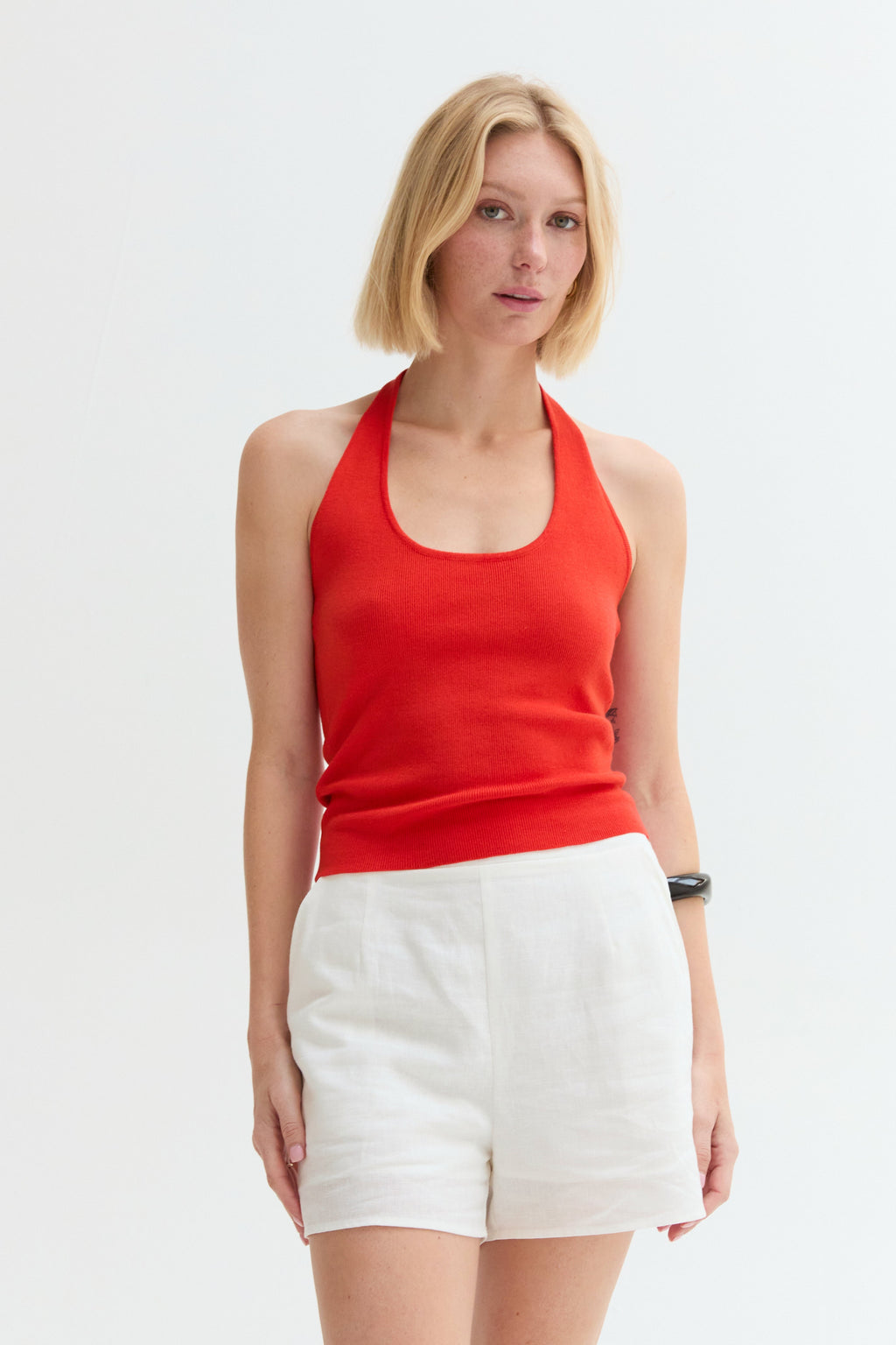 Halter Ribbed Knit Top