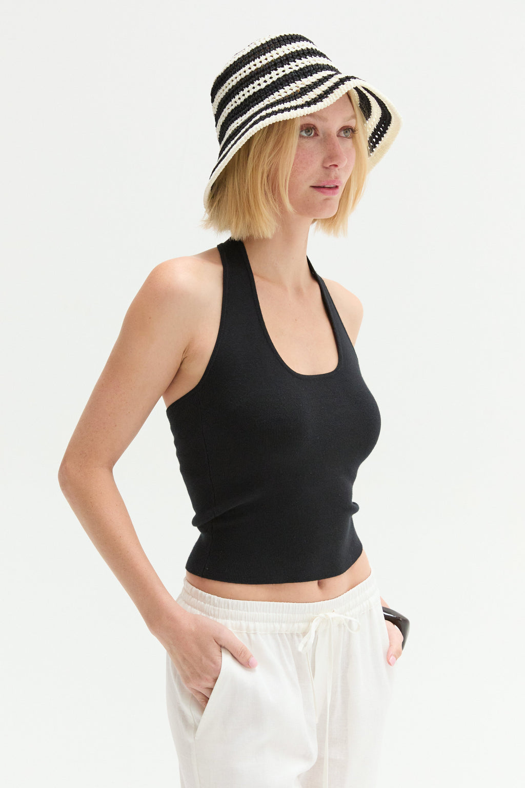 Halter Ribbed Knit Top