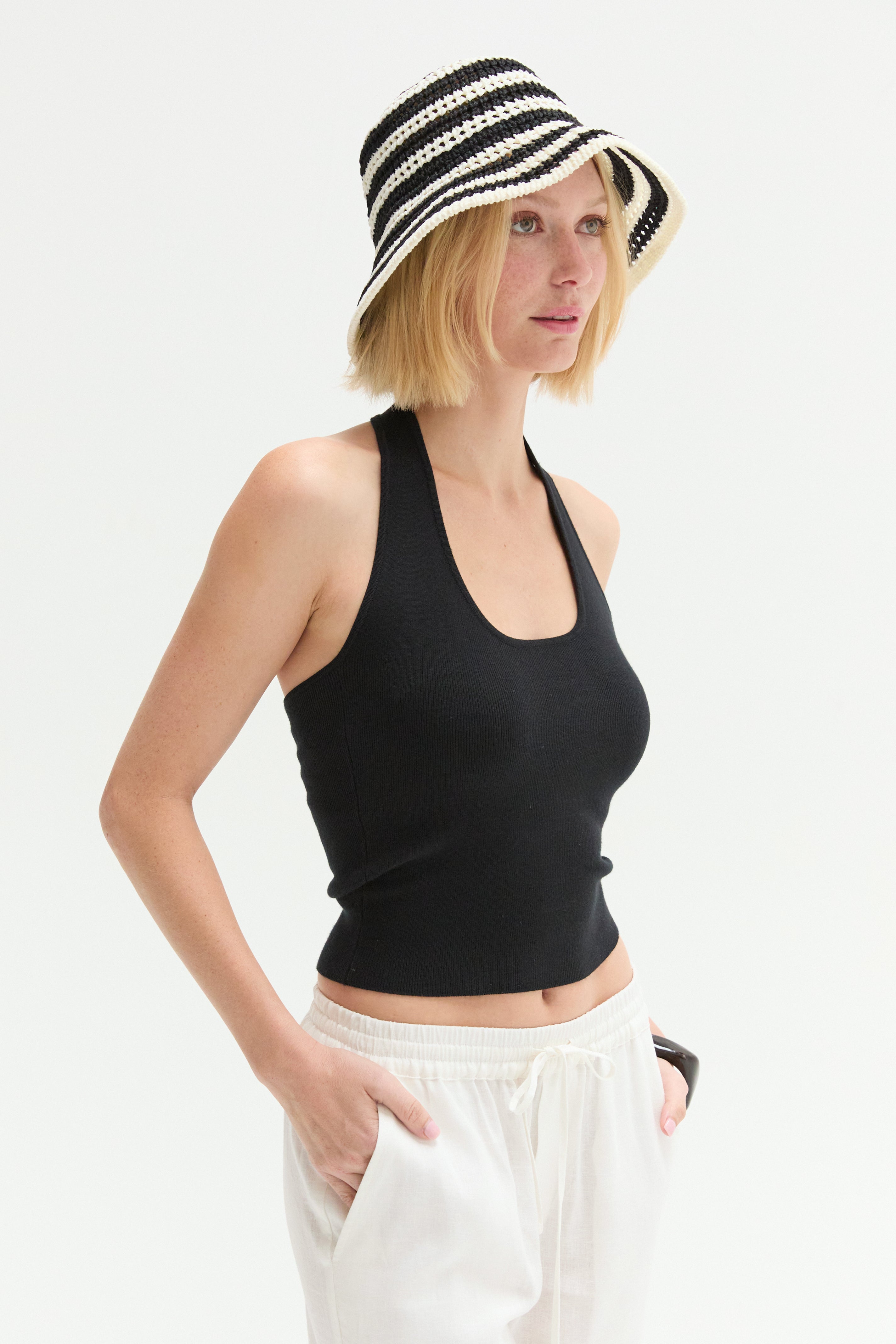 Halter Ribbed Knit Top