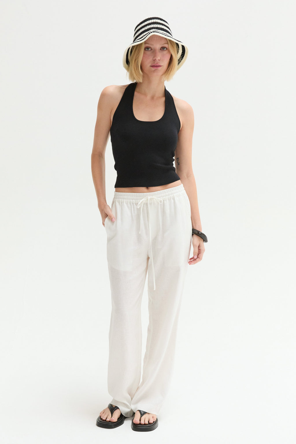 Halter Ribbed Knit Top