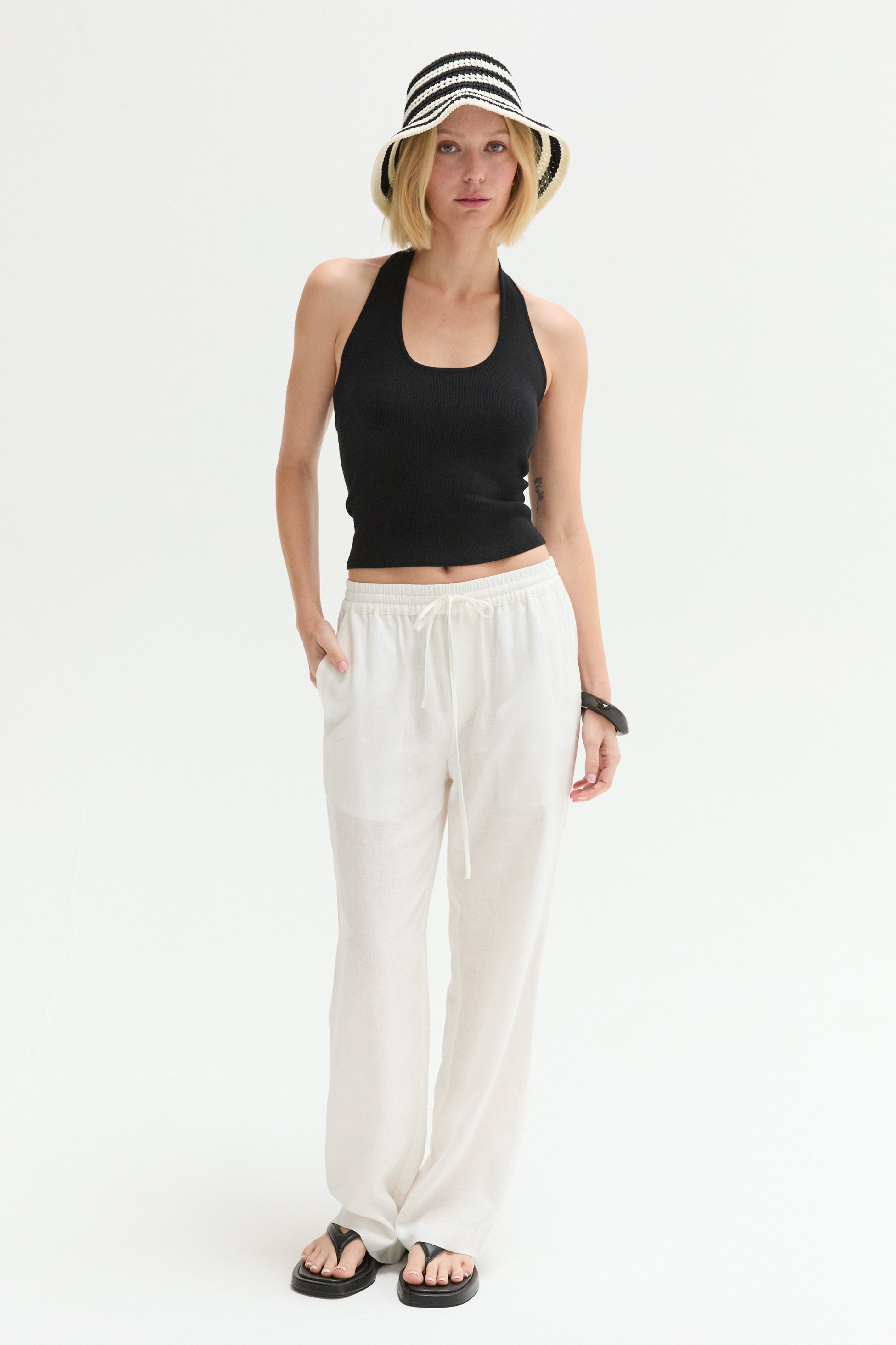 Halter Ribbed Knit Top