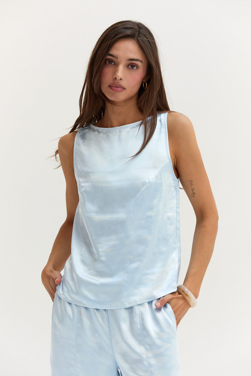Satin Sleeveless Top