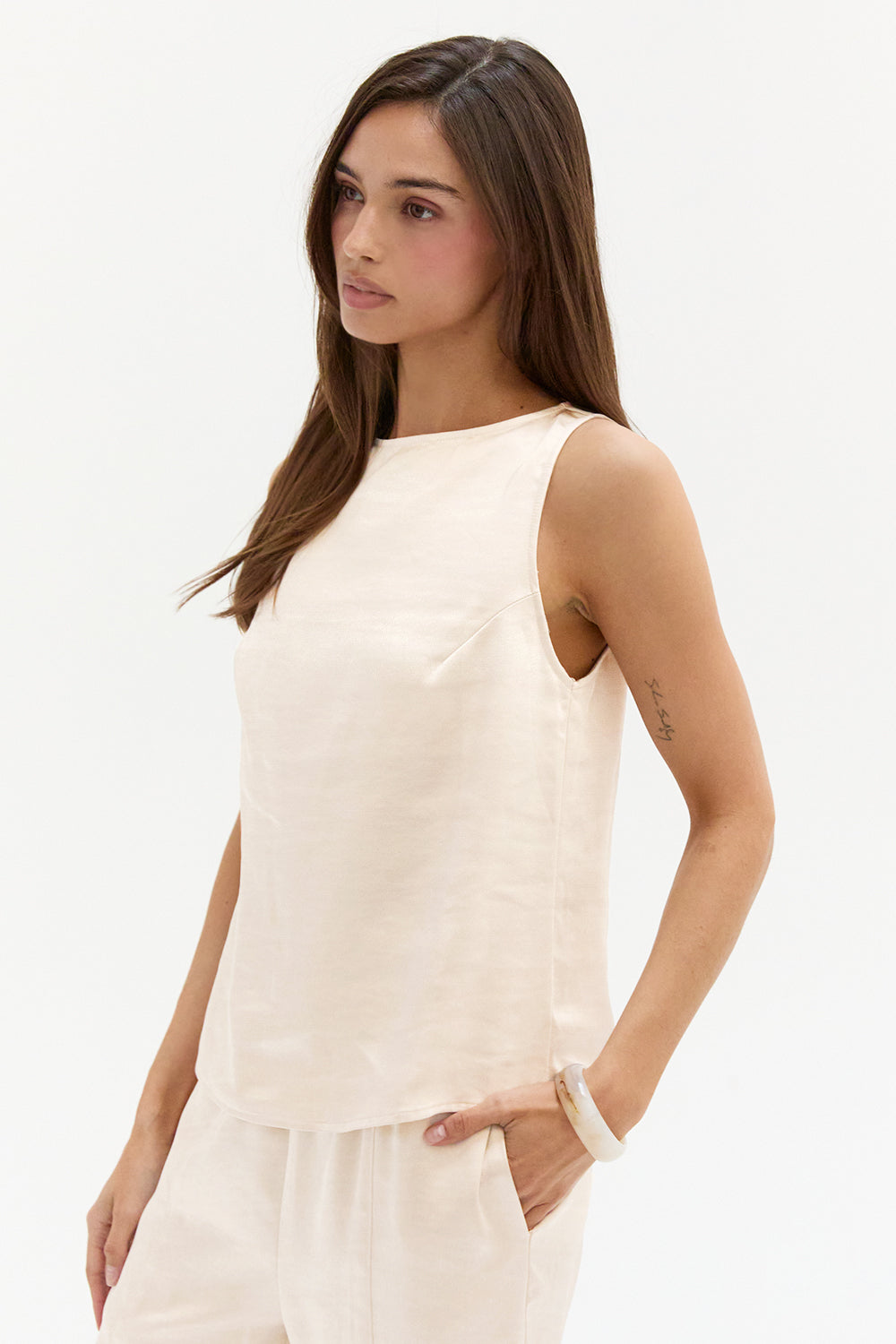 Satin Sleeveless Top
