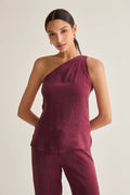 One Shoulder Cupro Sleeveless Blouse