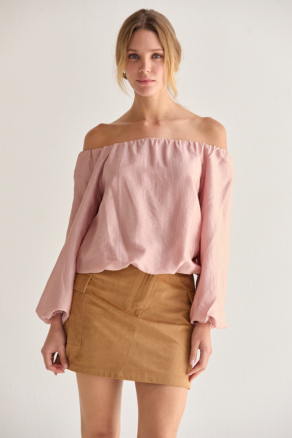 Off Shoulder Crinkle Blouse
