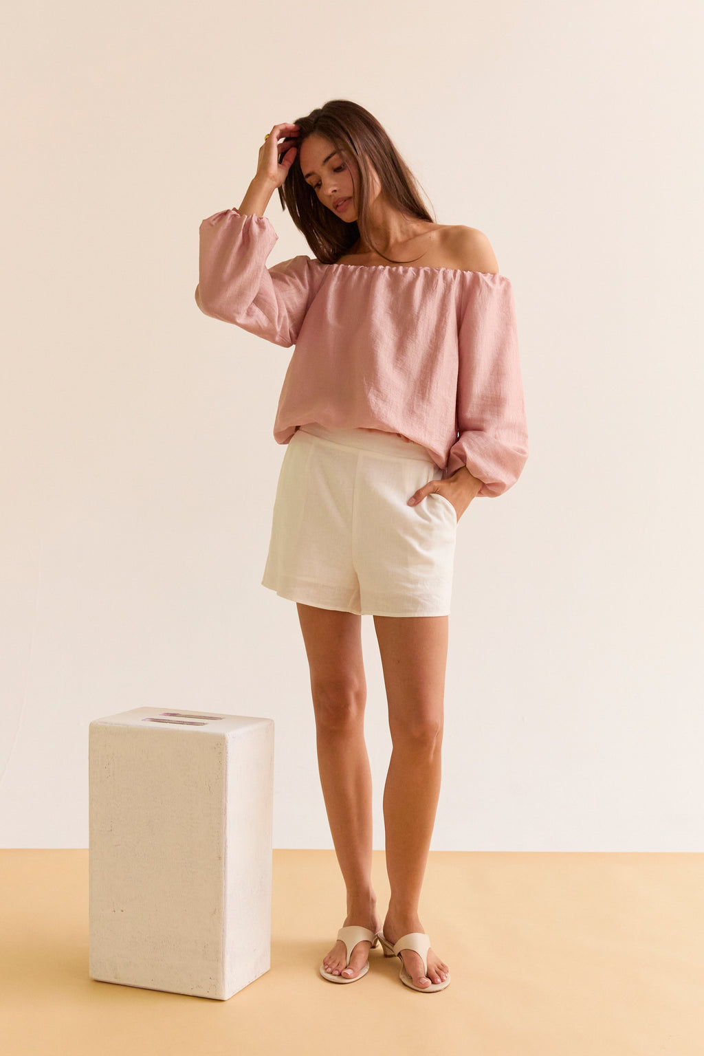 Off Shoulder Crinkle Blouse
