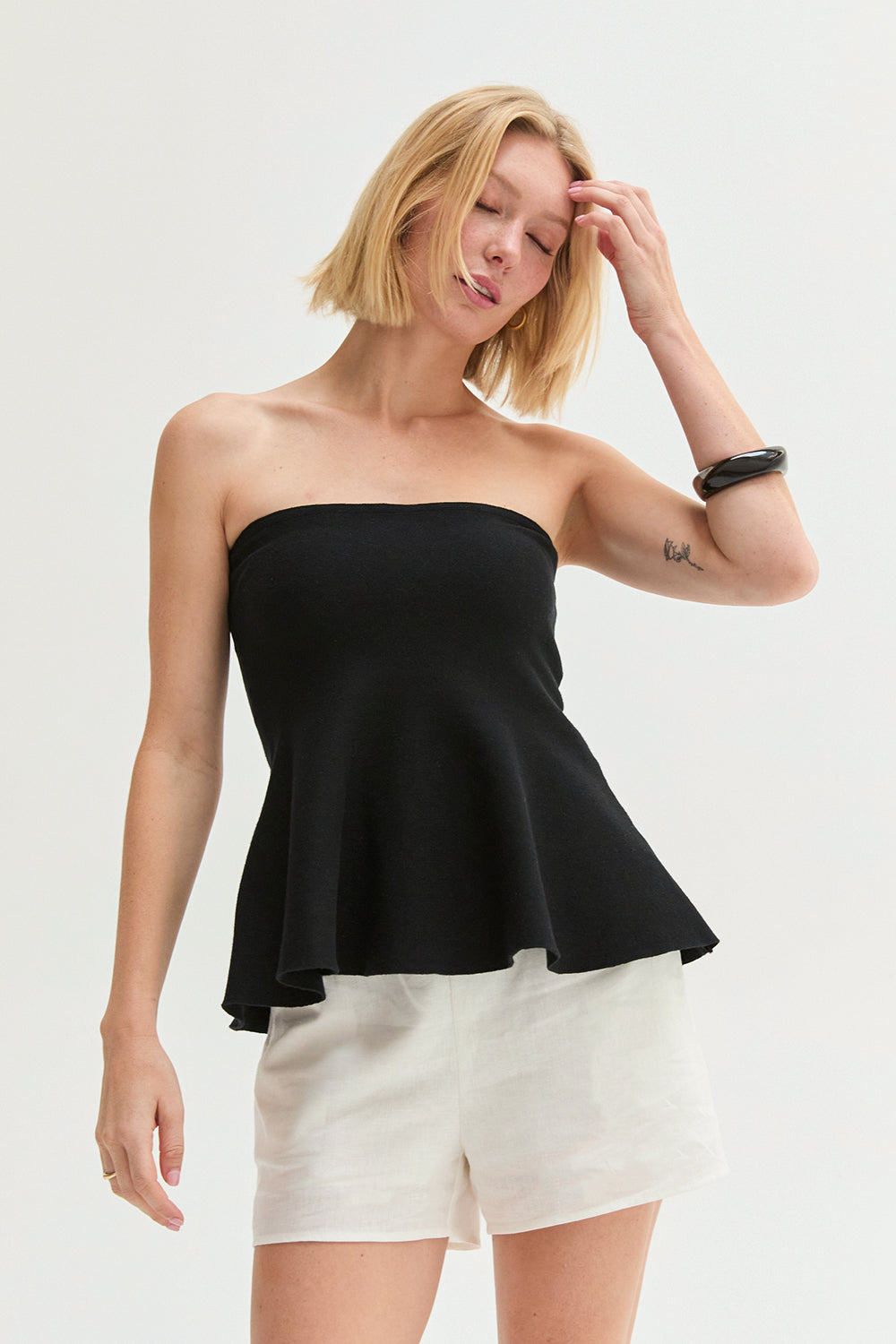 Jacquardstrick-Schößchenoberteil
