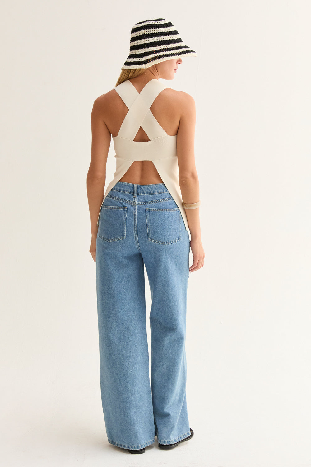 Cross Back Cut Out Knit Top