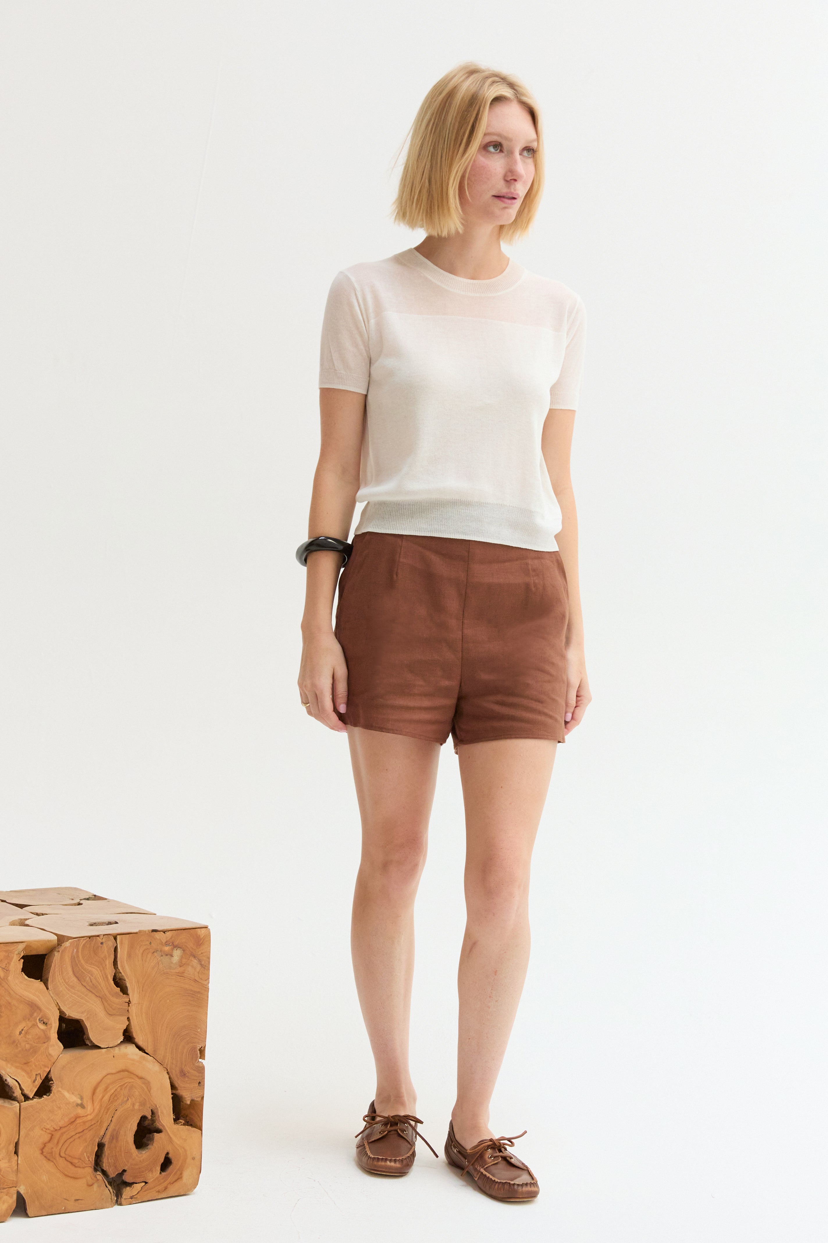 Short Sleeve Sheer Knit Top
