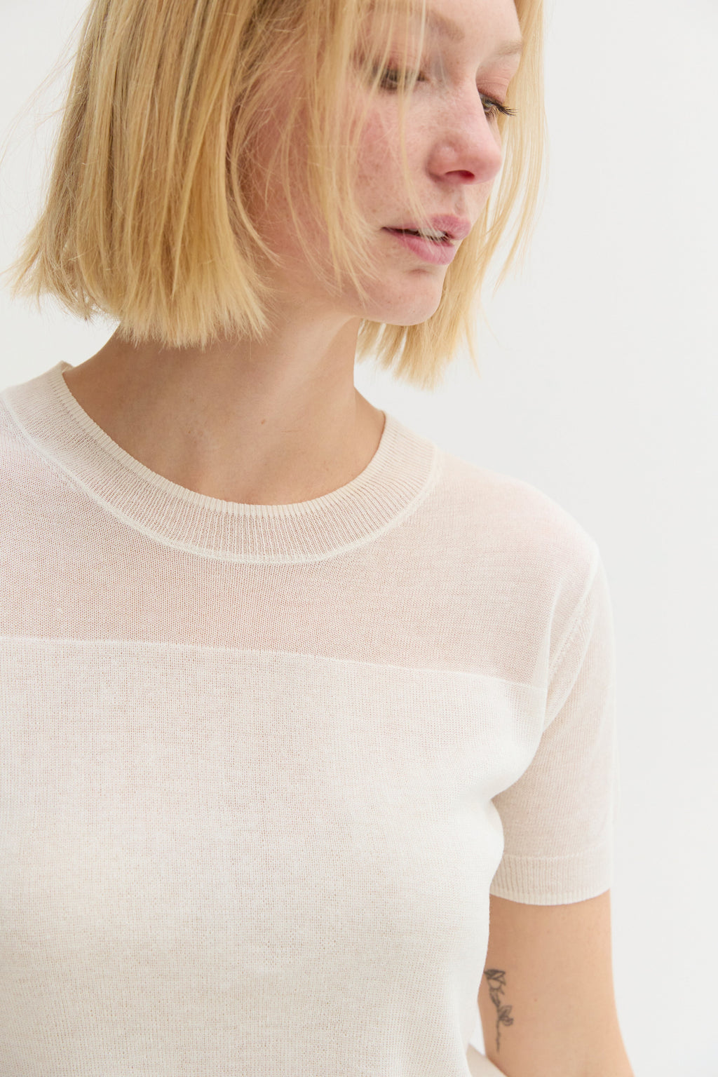 Short Sleeve Sheer Knit Top