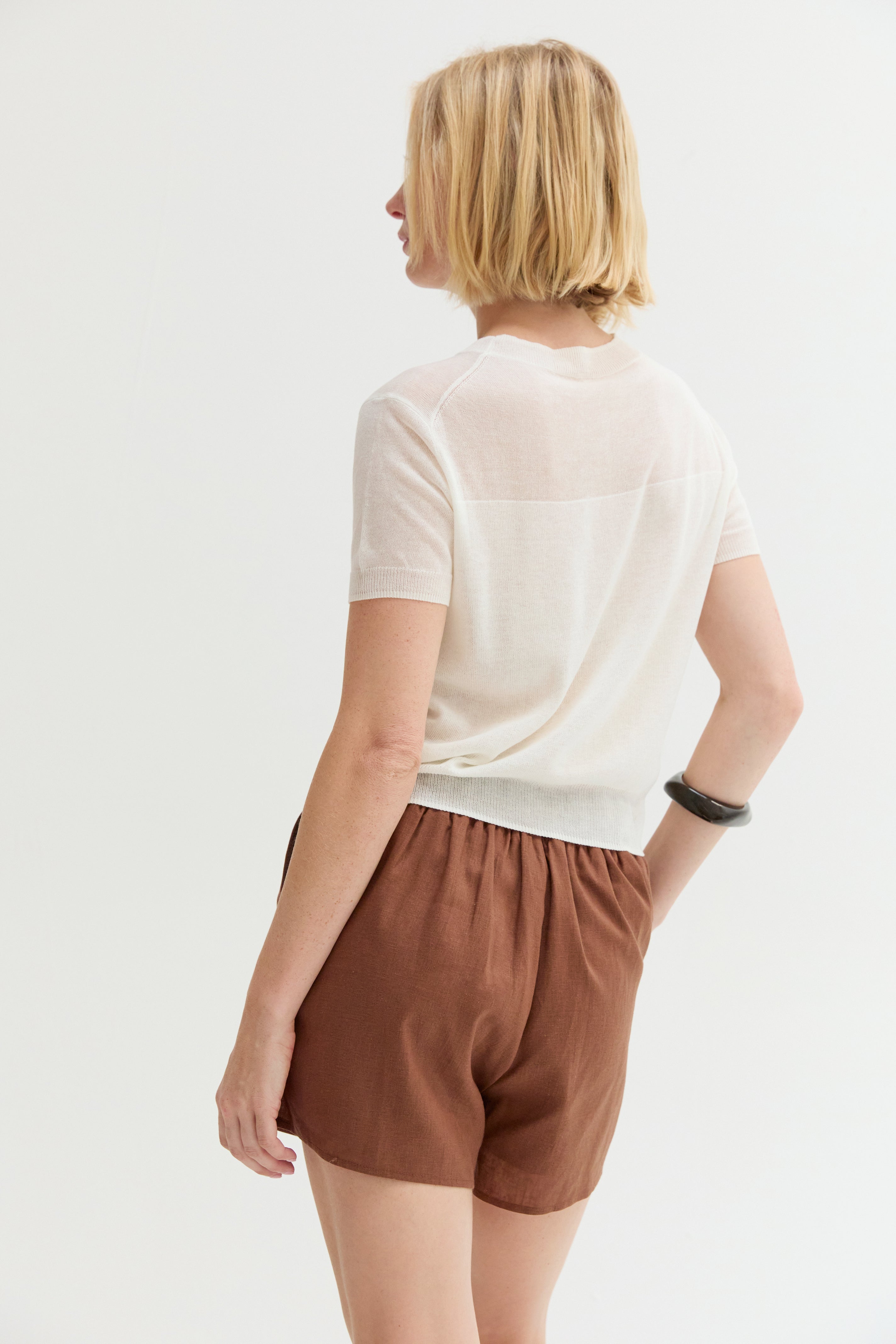 Short Sleeve Sheer Knit Top