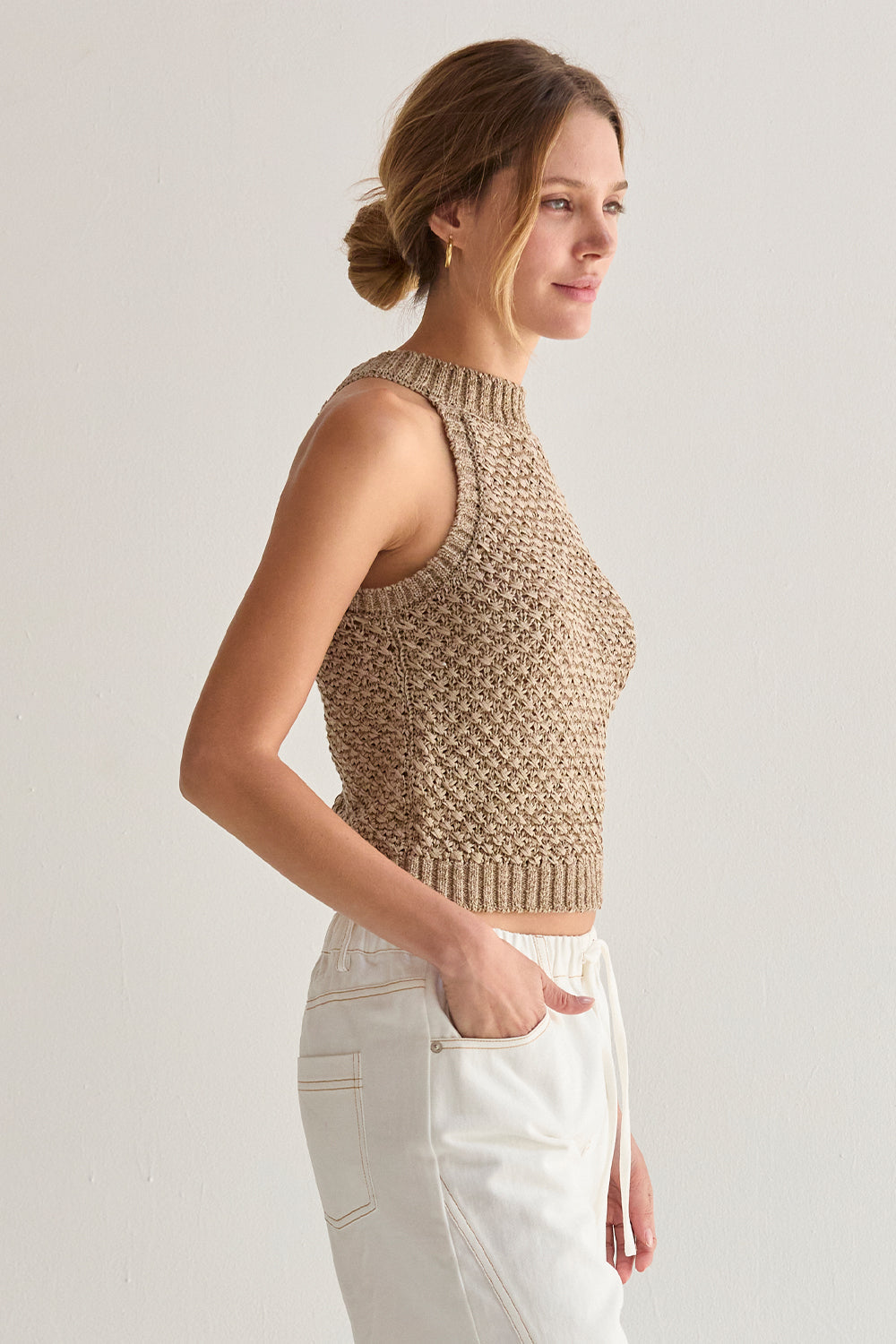 Basket Weave Halter Knit Top