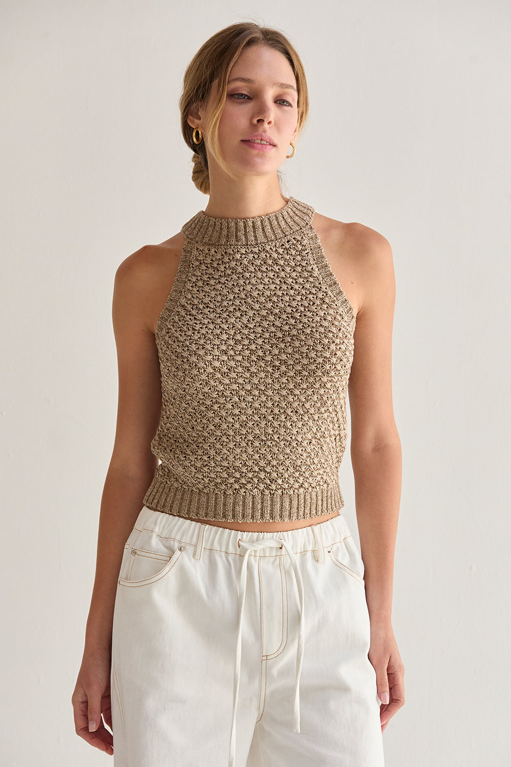 Basket Weave Halter Knit Top