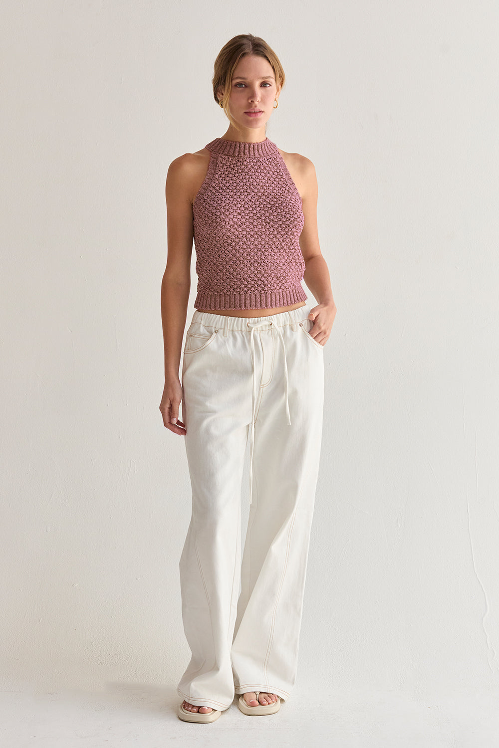 Basket Weave Halter Knit Top