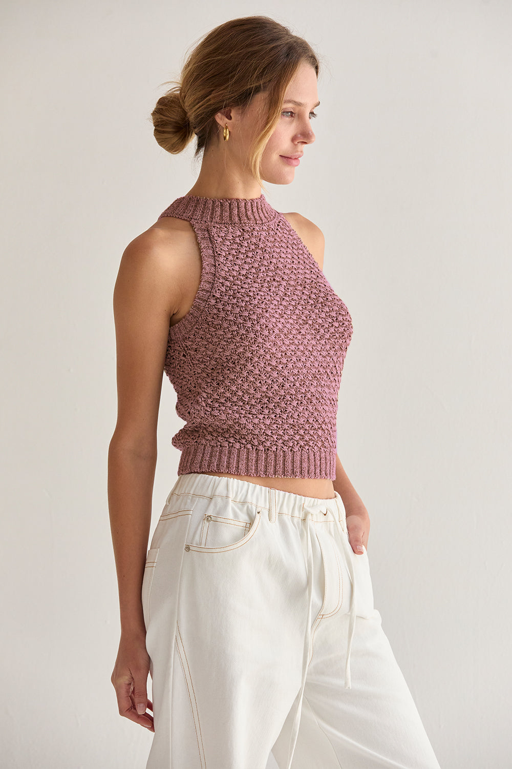 Basket Weave Halter Knit Top