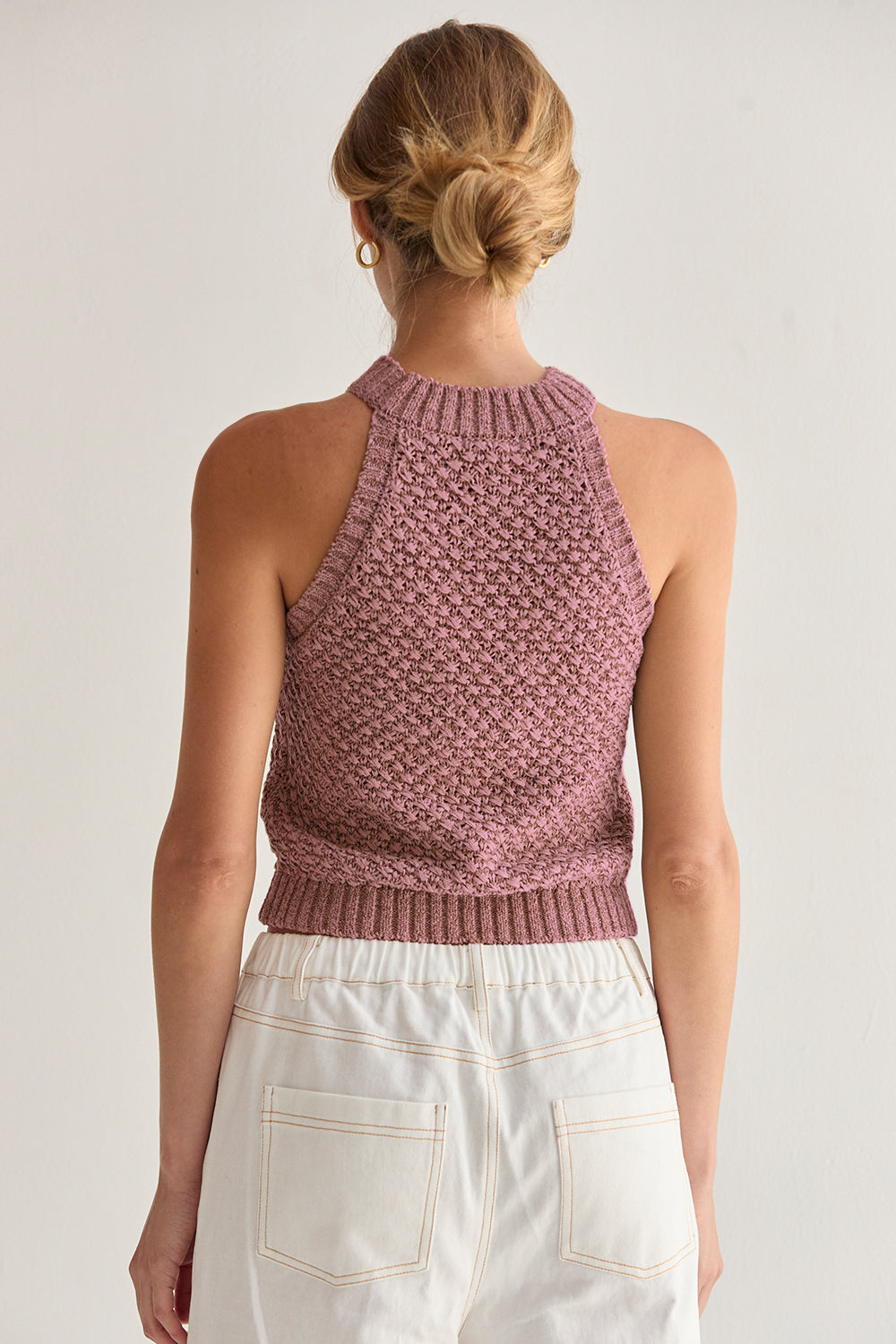 Basket Weave Halter Knit Top
