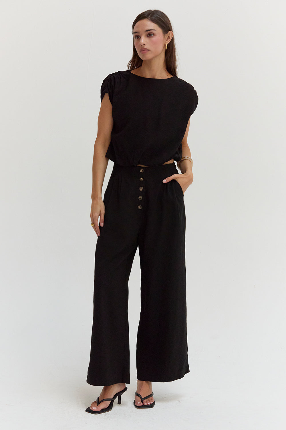 Cap Sleeve Bubble Hem Top