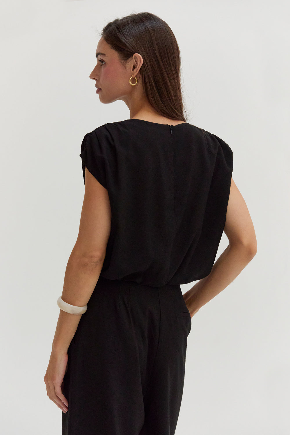Cap Sleeve Bubble Hem Top