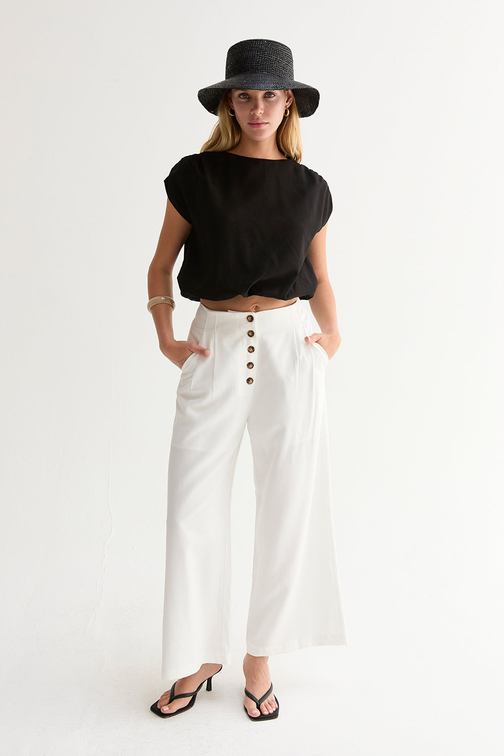 Cap Sleeve Bubble Hem Top