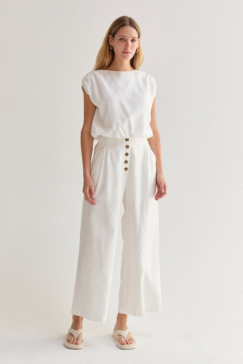 Cap Sleeve Bubble Hem Top
