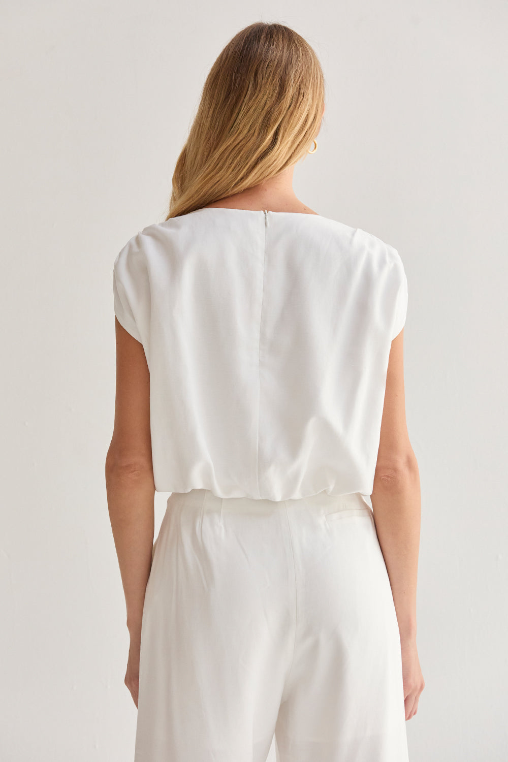 Cap Sleeve Bubble Hem Top