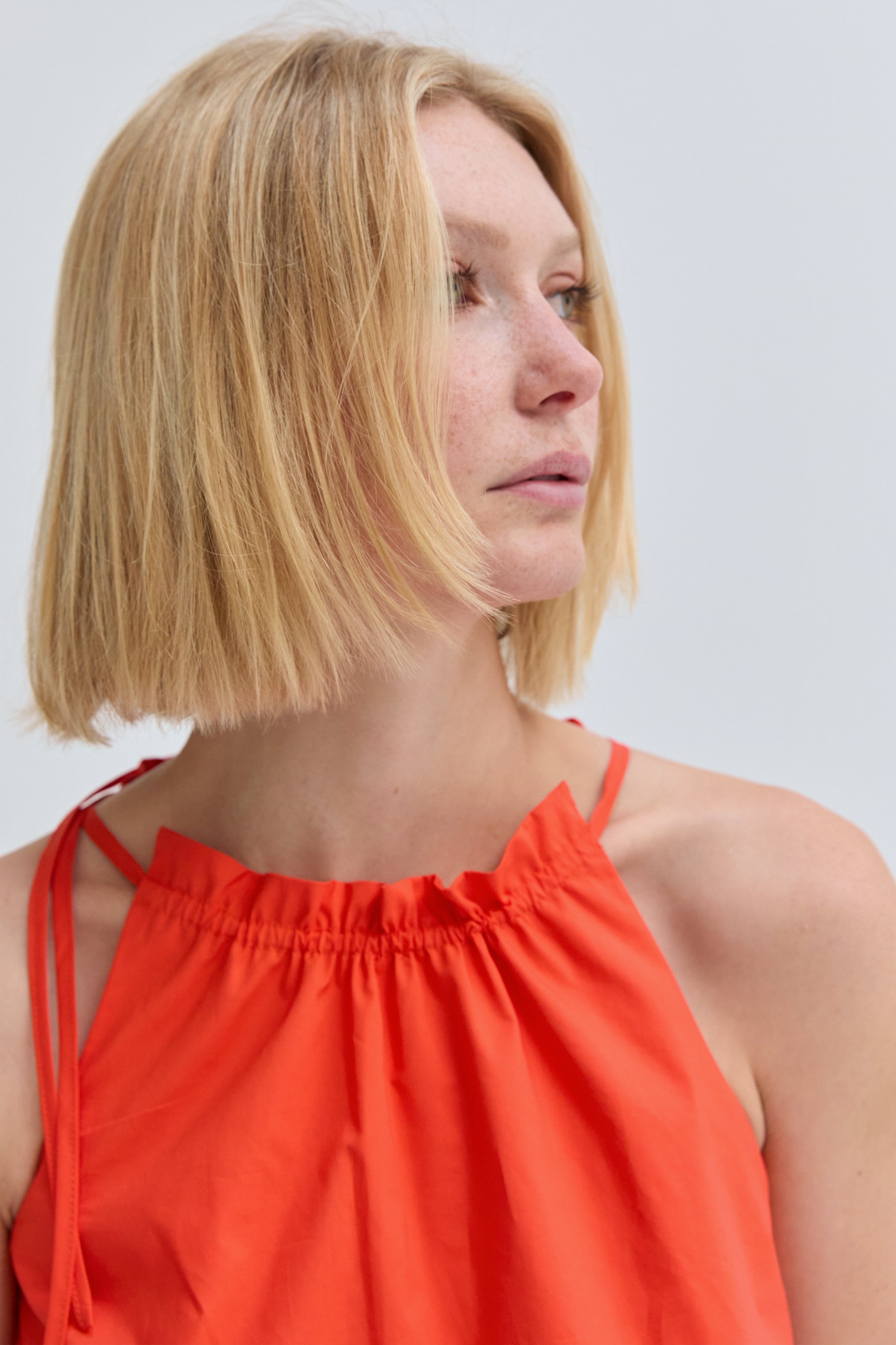 Poplin Lattice Trim Halter Top