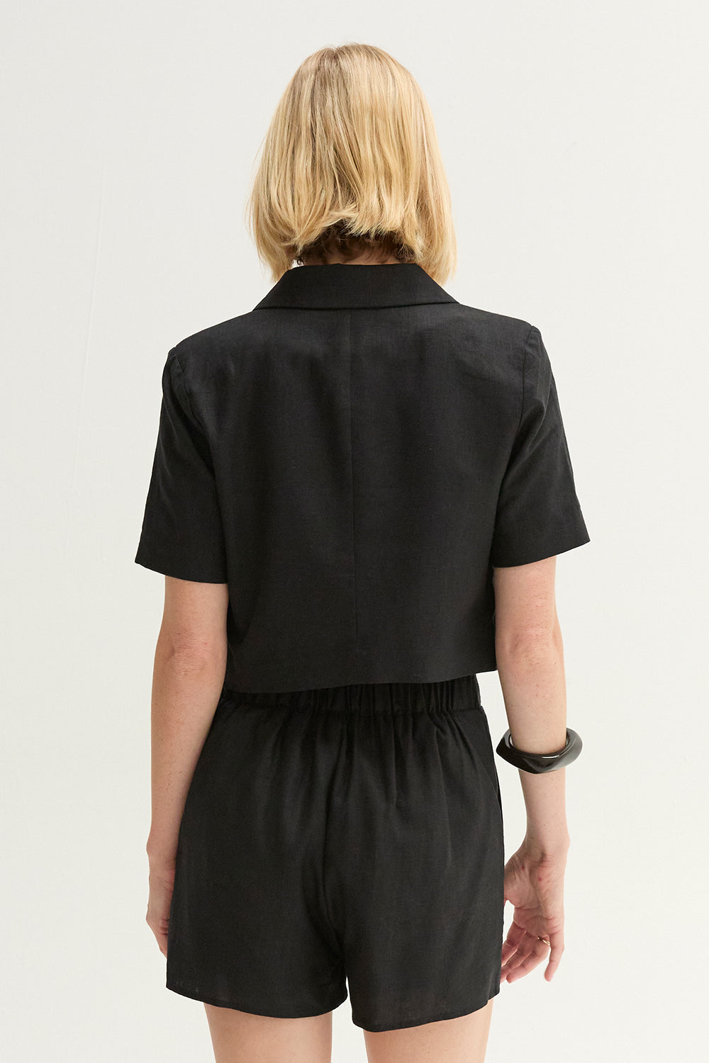 Cropped Linen Blend Blazer