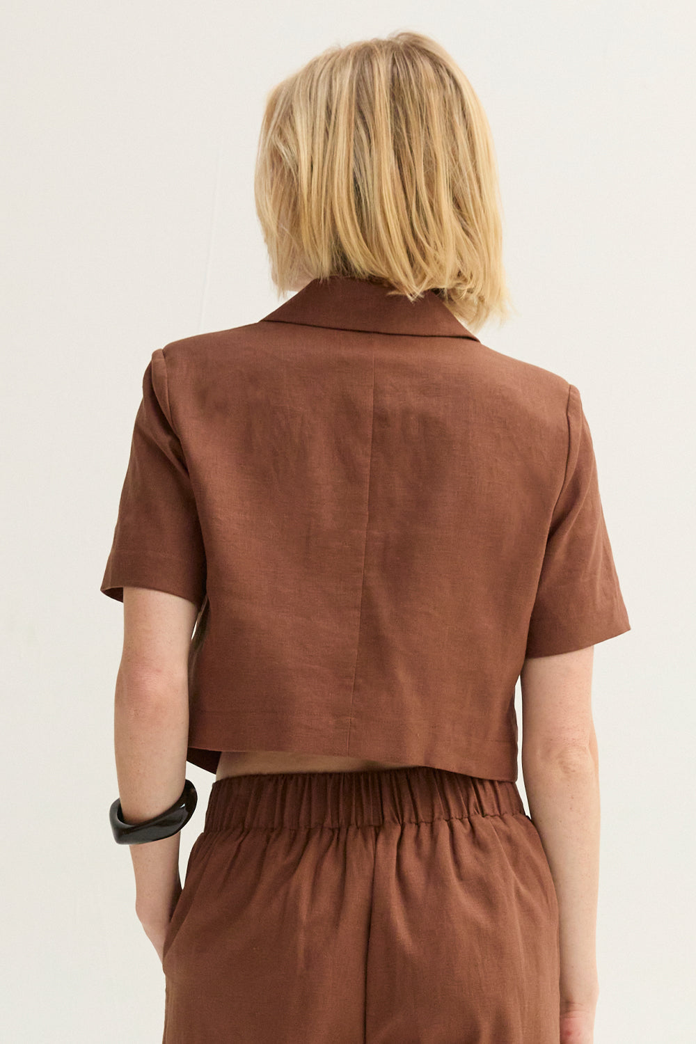 Cropped Linen Blend Blazer