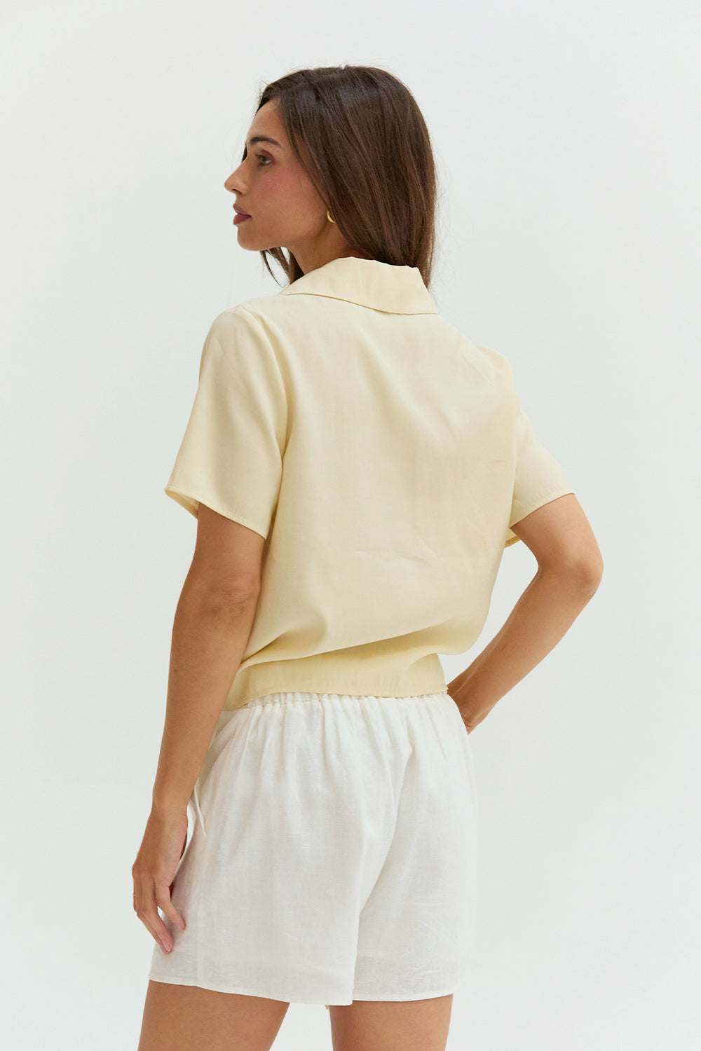 Front Tie Short Sleeve Blouse